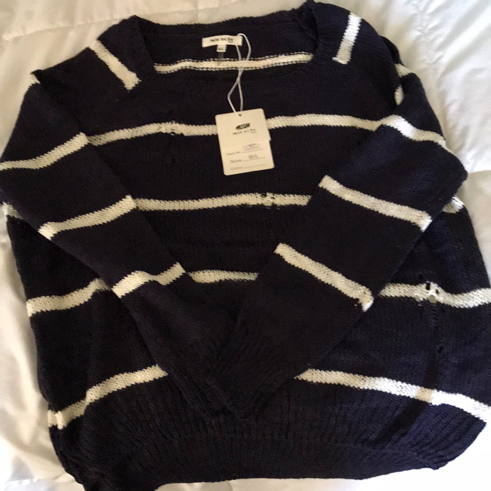 Distressed Striped Sweater